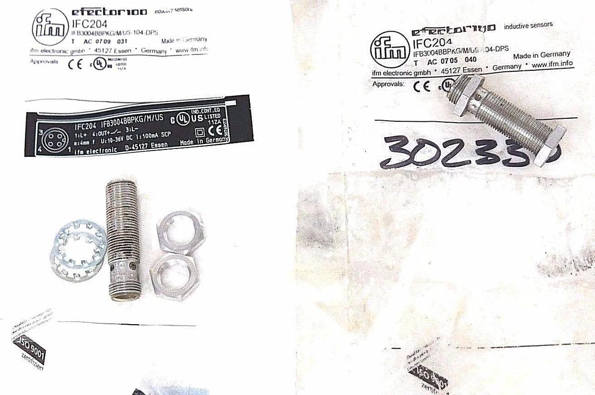 Used EFECTOR IFM IFC204 SENSOR IFB3004BBPKG/M/US-104-DPS - LOT OF 2
