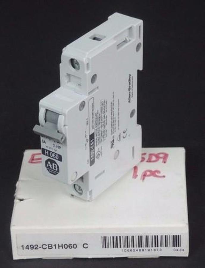 Used NIB ALLEN BRADLEY 1492-CB1H060 ENERGY LIMITING CIRCUIT BREAKER SER C 1492CB1H060