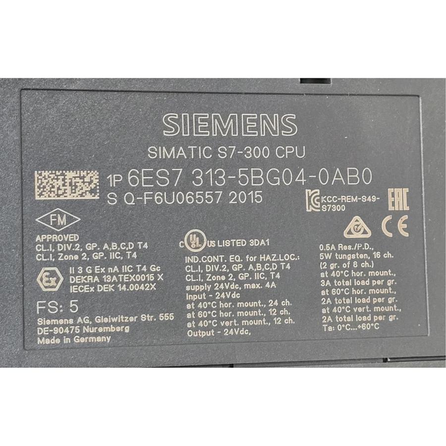 SIEMENS 6ES7313-5BG04-0AB0 SIMATIC S7-300, CPU 313C, Compact CPU w/MPI NSMP 40892788563