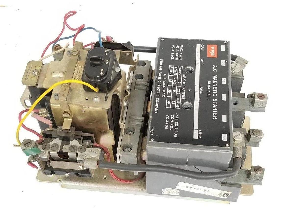 Used FEDERAL PACIFIC 4204-BU33-S MAGNETIC STARTER 110V, 60C, SER. B, 4204-BU33