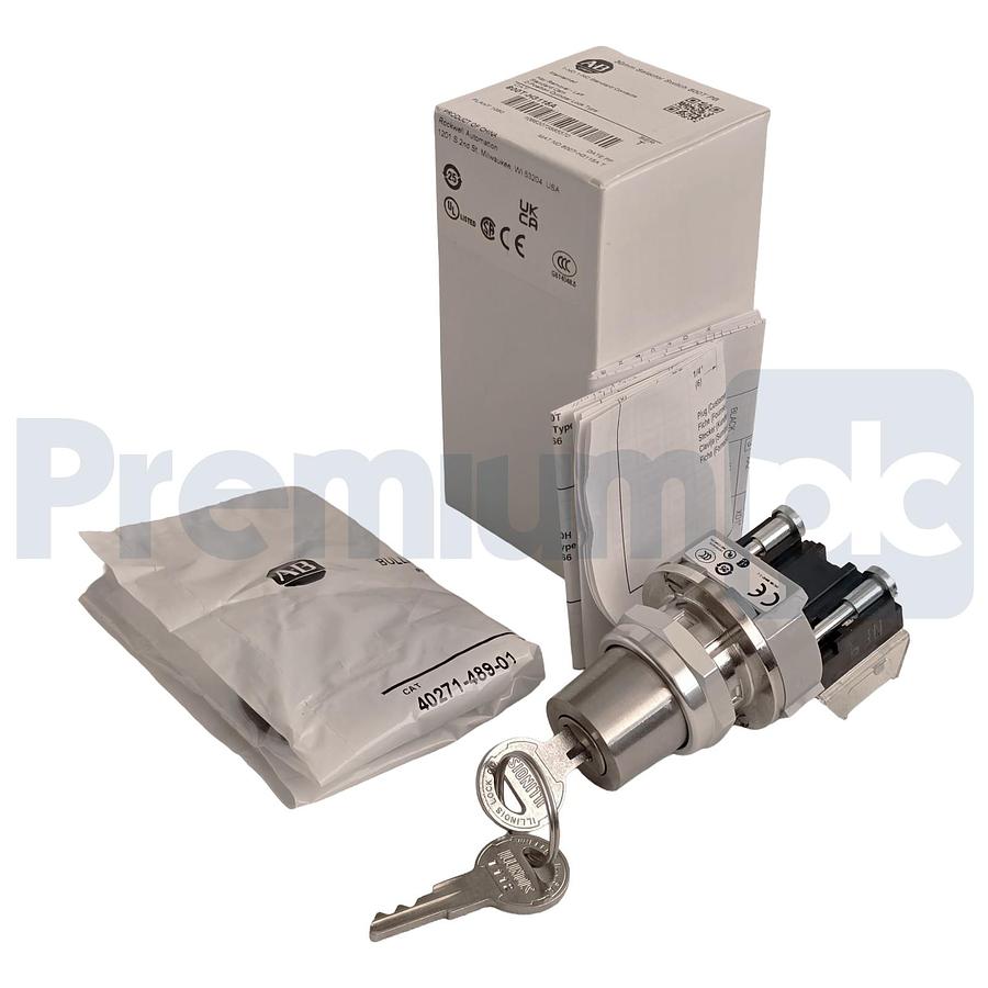 Allen Bradley 800T-H3115A /T 30mm Selector Switch 2-Pos Cylinder Lock 1-NO/1-NC
