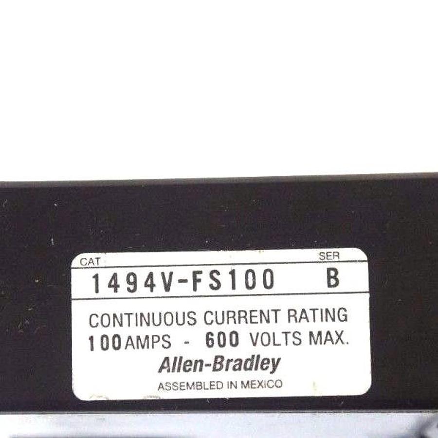 Used ALLEN BRADLEY 1494V-FS100 SERIES B FUSE BLOCK 1494VFS100, 100A, 600V