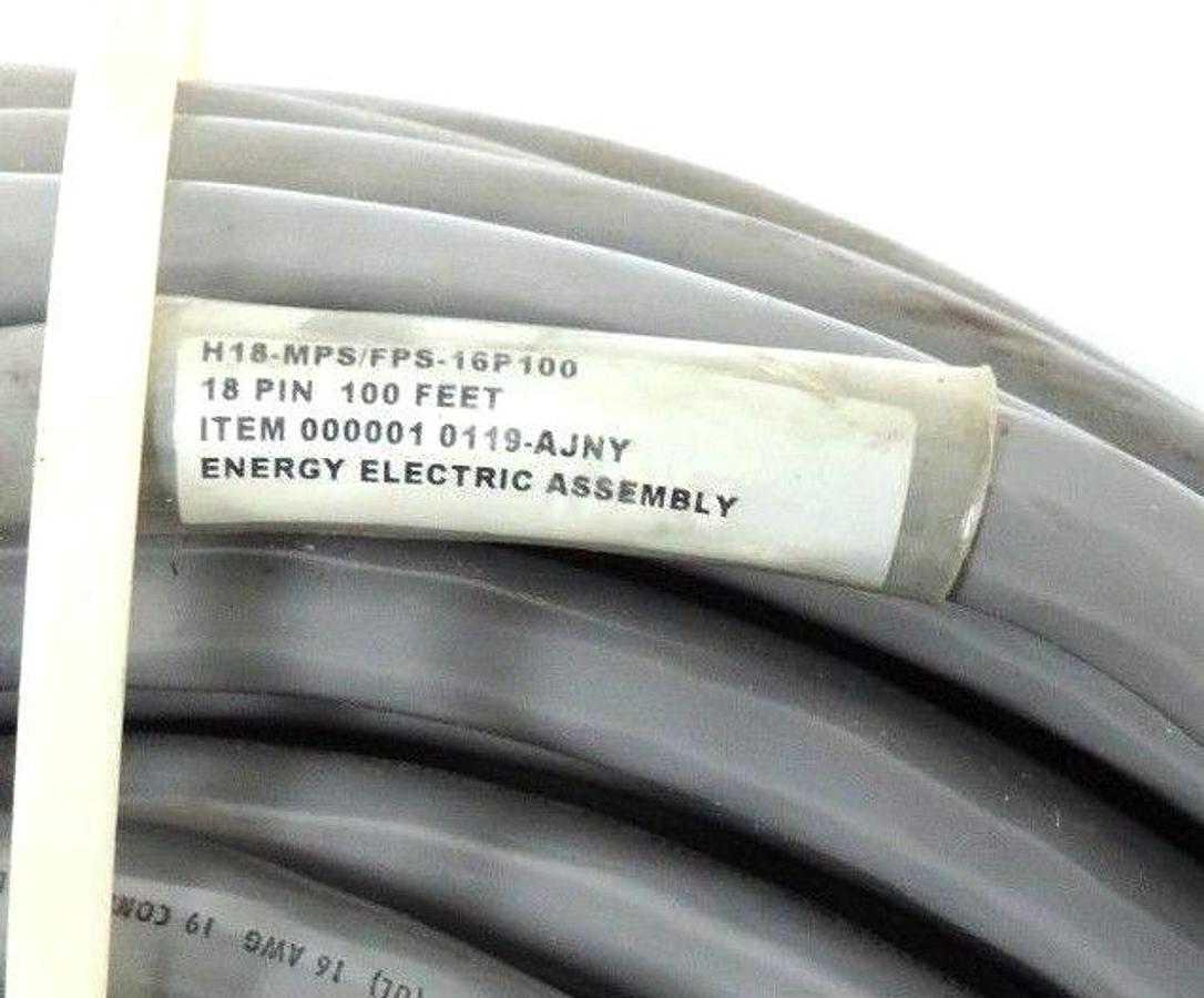 Used ENERGY ELECTRIC ASSEMBLY H18-MPS/FPS-16P100 18 PIN 100FT CABLE 000001 0119-AJNY