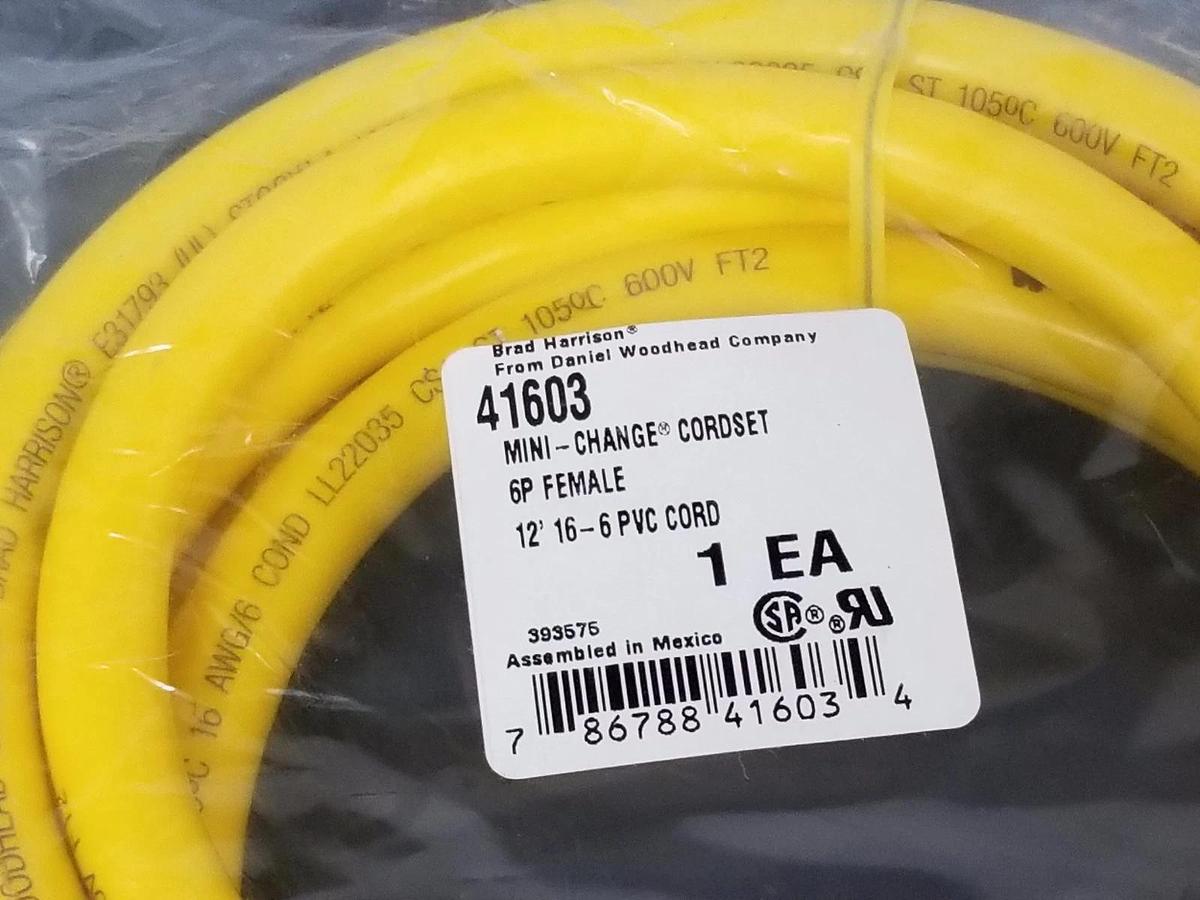 Used NEW BRAD HARRISON 41603 MINI CHANGE CORDSET 6P FEMALE 12' 16-6 PVC CORD