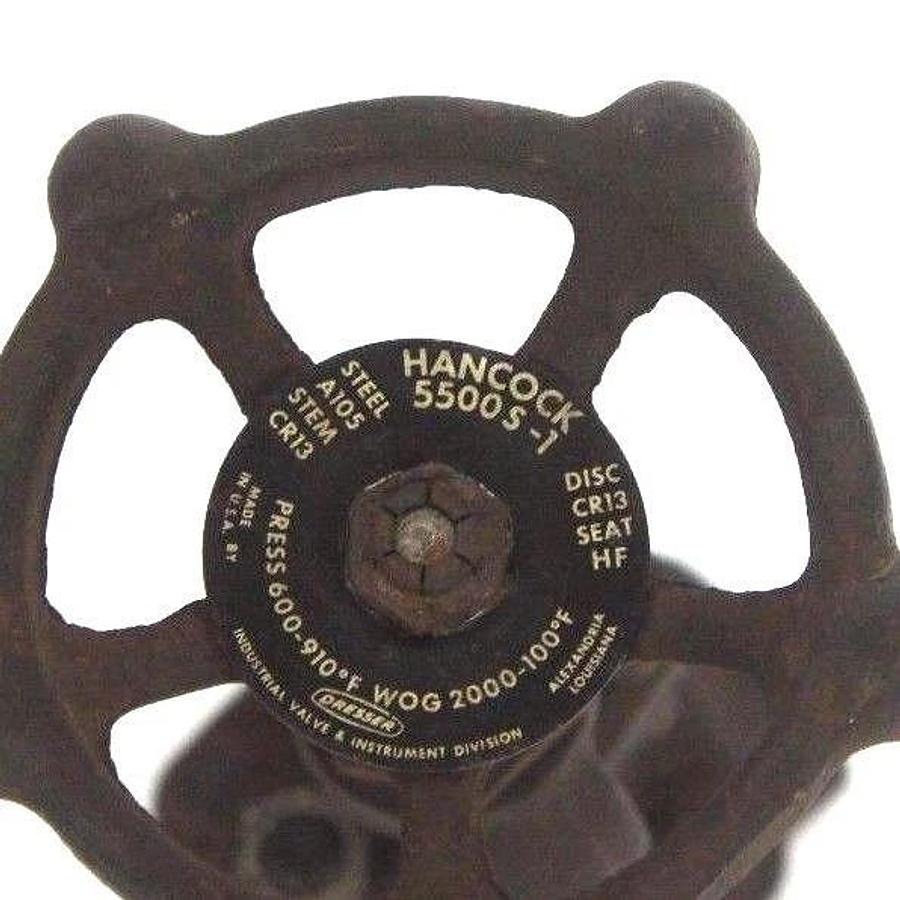 Used DRESSER HANCOCK 5500S-1 VALVE 1" NPT, PRESS. 600-910 DEG F, WOG 2000-100 F