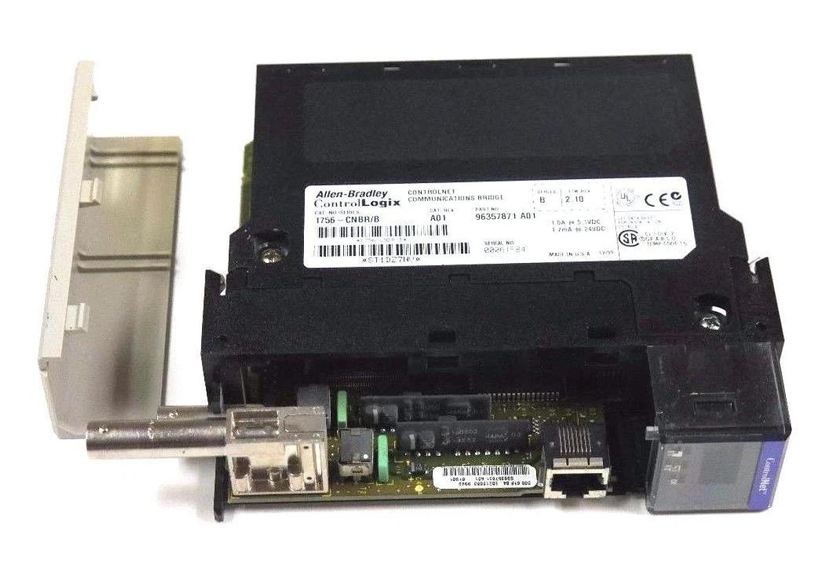 Used ALLEN BRADLEY 1756-CNBR SER. B CONTROLNET MODULE CAT. REV. A01, F/W REV. 2.10