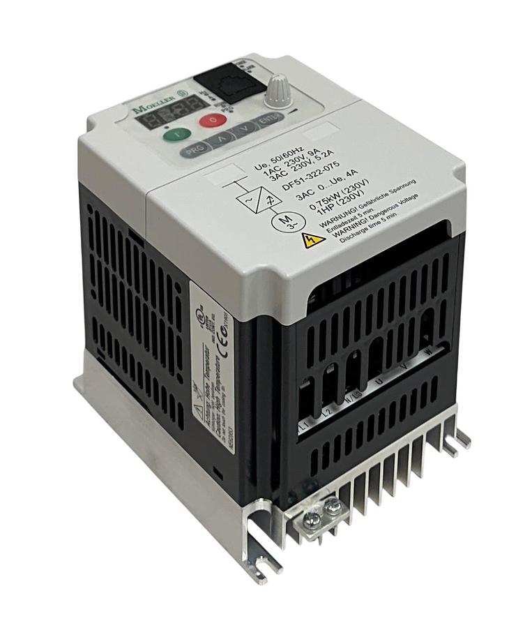 Used EATON MOELLER DF51-322-075 / DF51322075 FREQUENCY INVERTER 0.75kW/1HP 4A NSMP