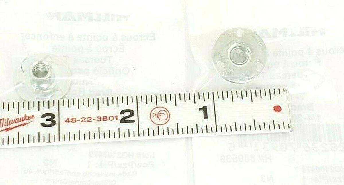 Used LOT OF 2 NEW HILLMAN T-NUTS BRAD HOLE 1/4-20 X 5/16, H# 880539
