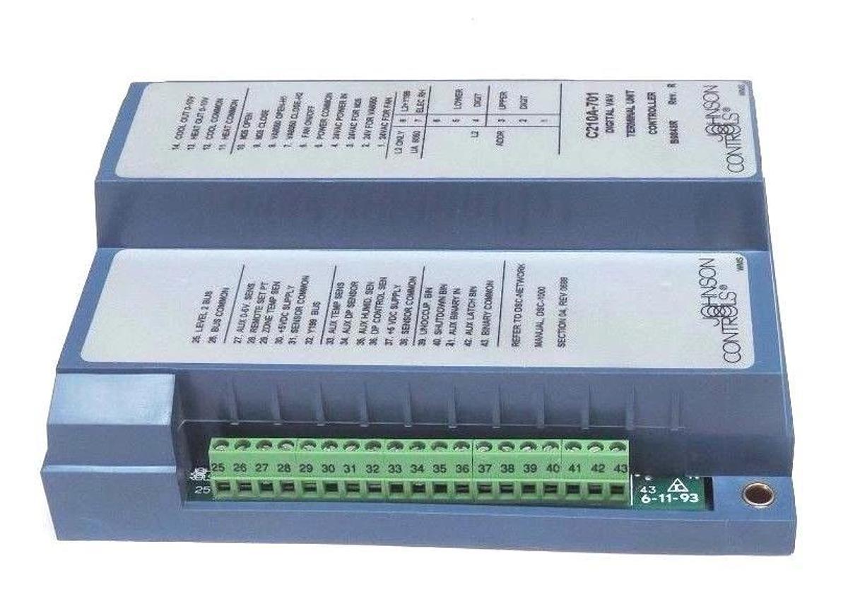 Used JOHNSON CONTROLS  C210A-701 DIGITAL VAV TERMINAL UNIT CONTROLLER REV R, C210A701
