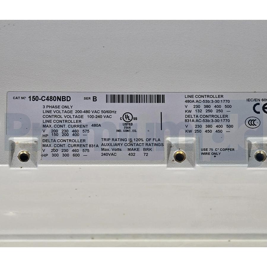 ALLEN BRADLEY 150-C480NBD /B SMC-3 480A SMART MOTOR CONTROLLER 480V NSNP (read)