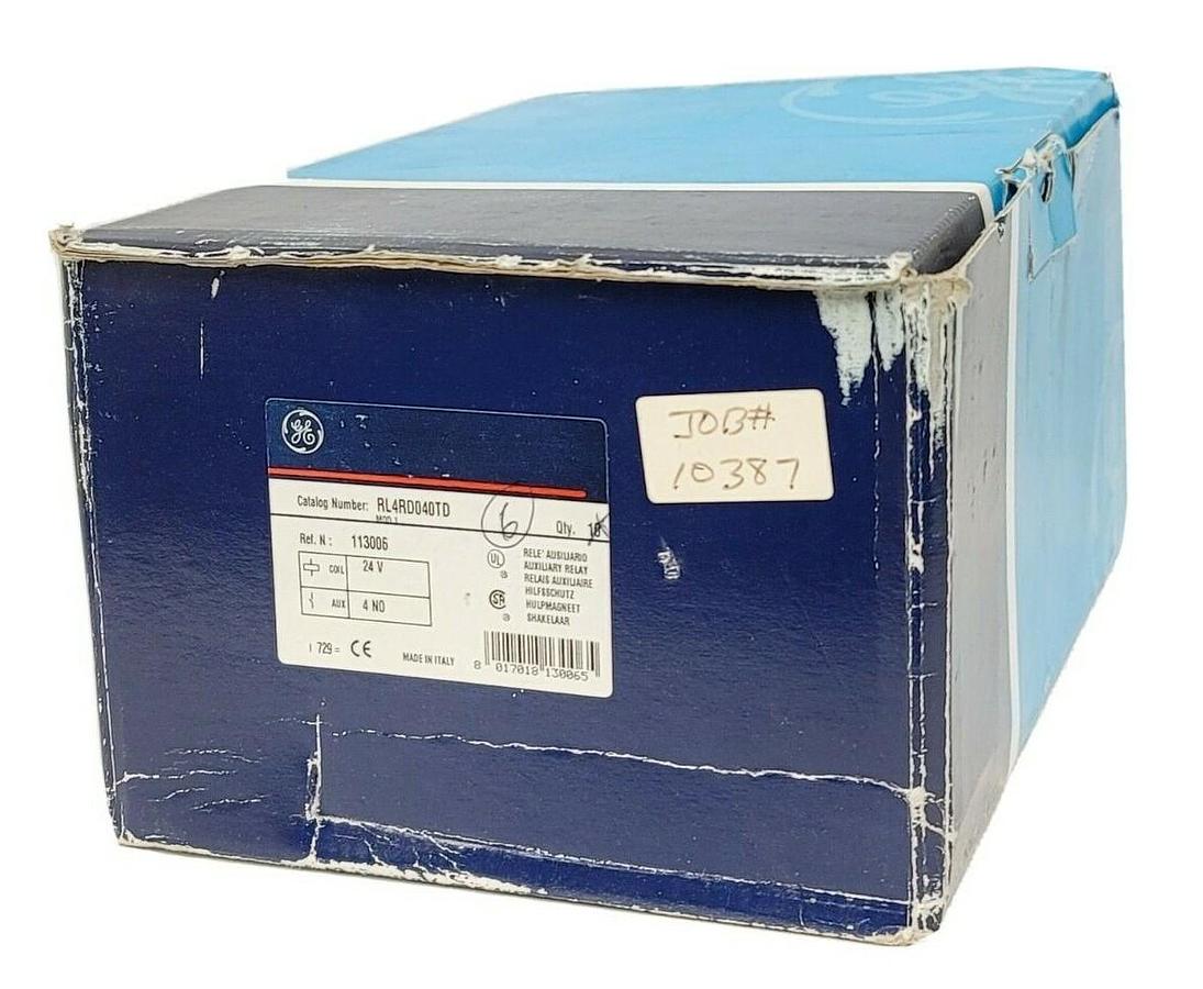 Used LOT OF 6 NIB GENERAL ELECTRIC RL4RD040TD RELAYS, 4 POLE, 24V COIL