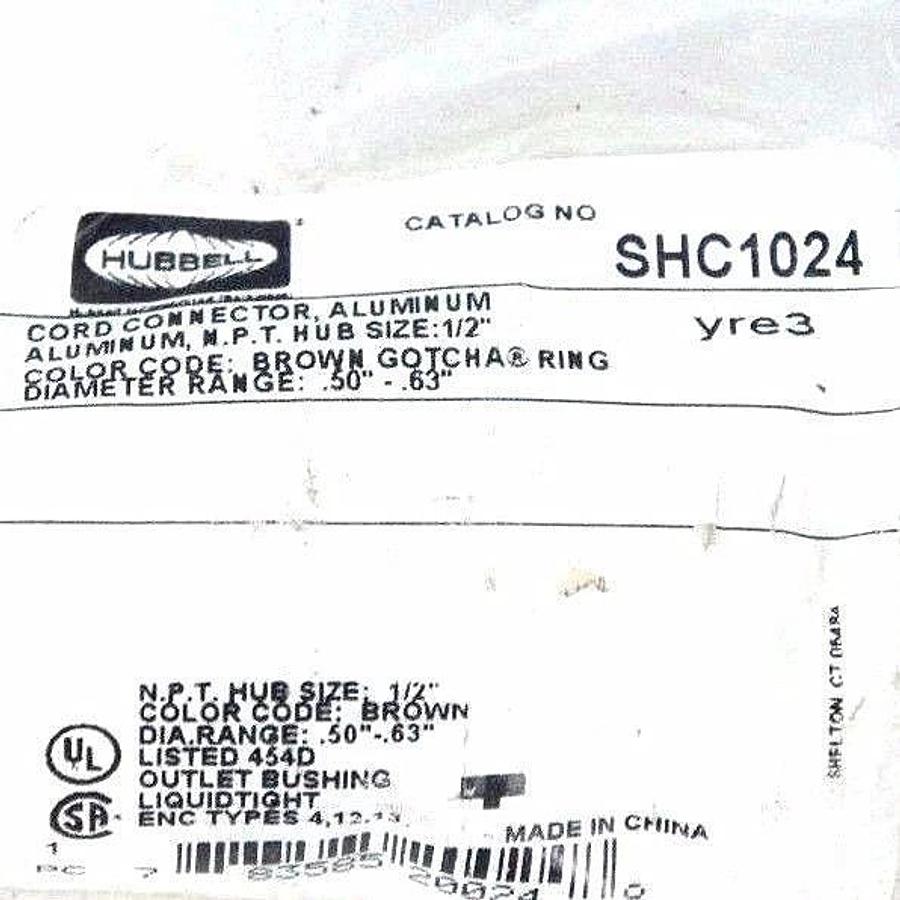 Used LOT OF 9 NEW HUBBELL SHC1024 CORD CONNECTORS, ALUMINUM N.P.T. HUB SIZE: 1/2''
