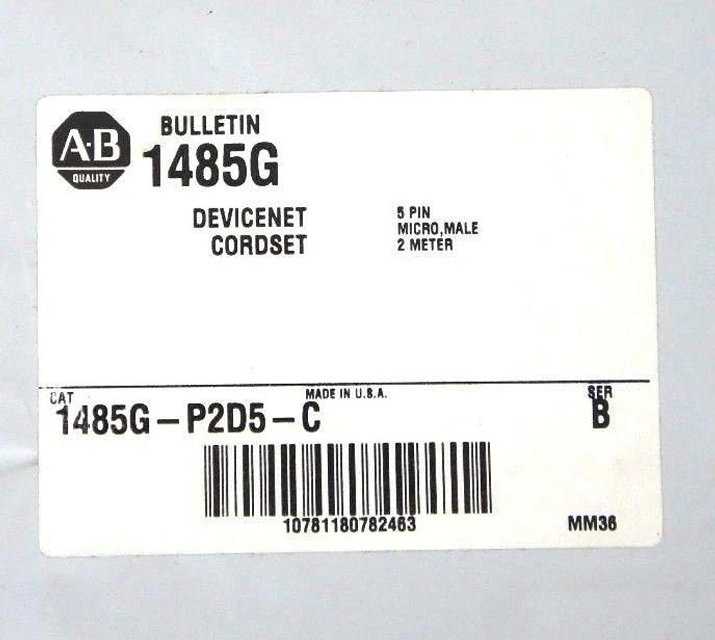 Used NIB ALLEN BRADLEY 1485G-P2D5-C SER. B DEVICENET CORDSET, 1485GP2D5C