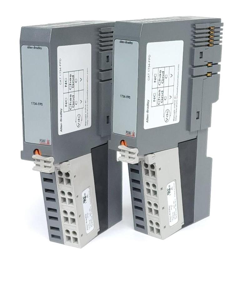 Used LOT OF 2 ALLEN BRADLEY 1734-FPD SER. B FIELD POWER DISTRIBUTOR MODULES