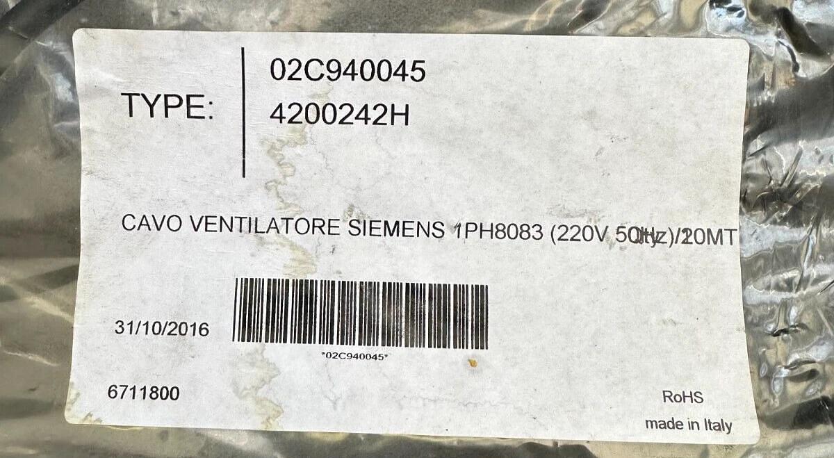 Used NEW 02C940045 / 4200242H SERVO MOTOR COOLING FAN CABLE FOR SIEMENS 1PH8083 220V