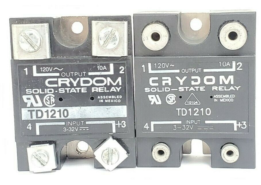 Used LOT OF 2 CRYDOM TD1210 SOLID STATE RELAYS 120V 10A