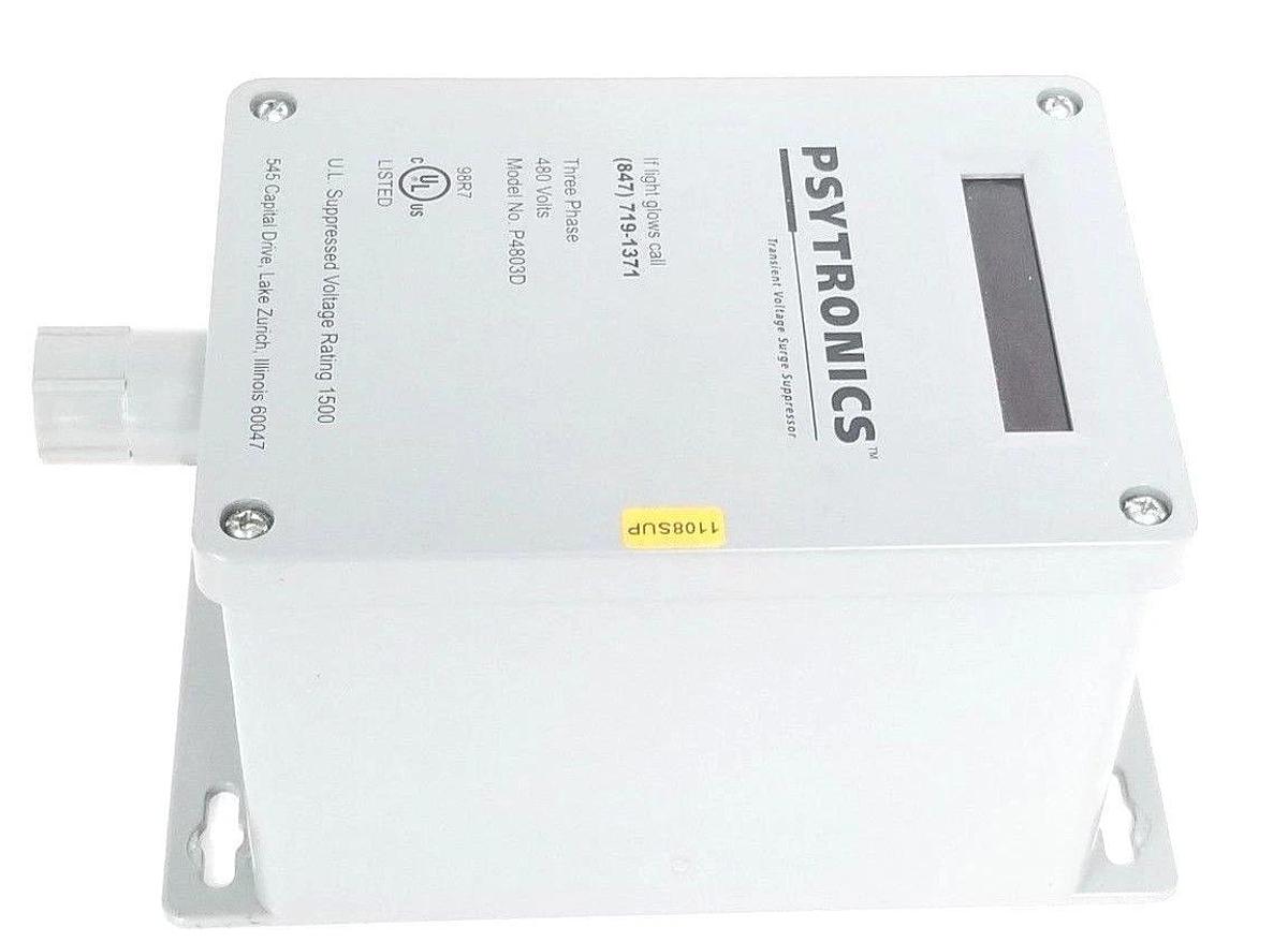 Used PSYTRONICS P4803D TRANSIENT VOLTAGE SURGE SUPPRESSOR 480 VOLTS THREE PHASE