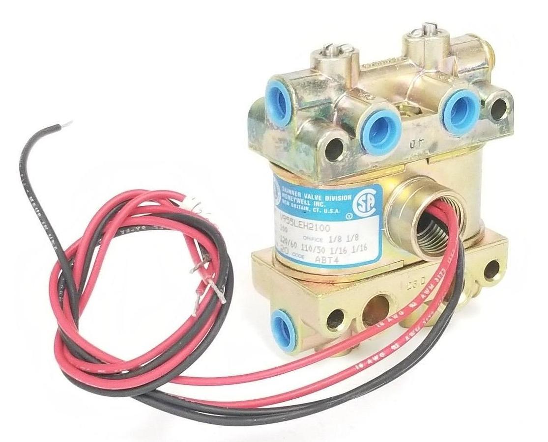 Used NEW HONEYWELL SKINNER V955LEH2100 SOLENOID VALVE 100PSI, 1/8" ORIFICE, 110/120V
