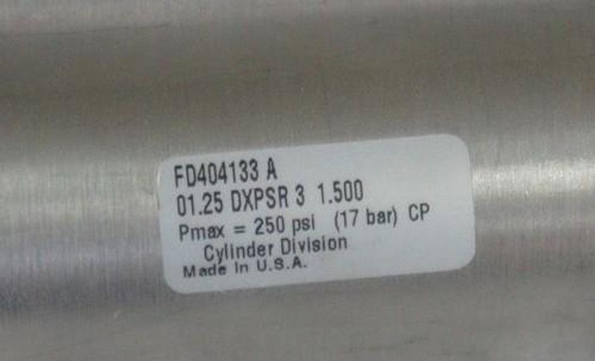 Used NEW PARKER 01.25 DXPSR 3 1.500 CYLINDER FD404133 A PMAX=250PSI (17 BAR) CP