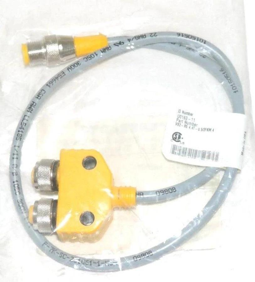 Used NEW TURCK U0163-11 MOLDED TWIN JUNCTION VB2-RS 4.4T-0.5/2FKM 4, 250V, 4AMP