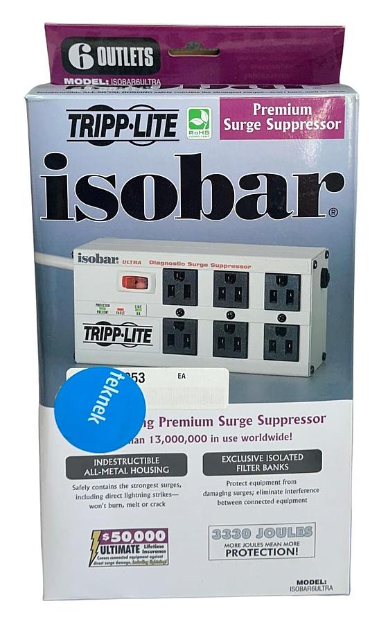 Used TRIPP-LITE ISOBAR6ULTRA PREMIUM SURGE PROTECTOR 6 AC OUTLETS 3330 JOULES NSMP
