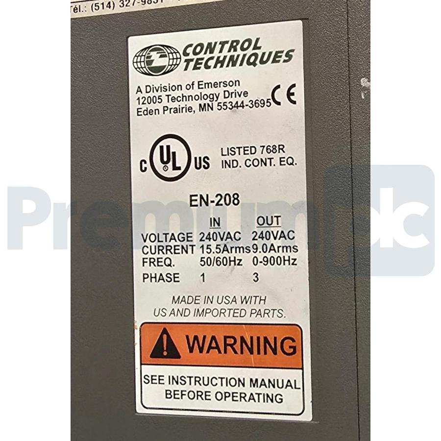 Used EMERSON CONTROL TECHNIQUES EN-208 | EN-208-00-000 SERVO DRIVE 960501-10 REV. A3