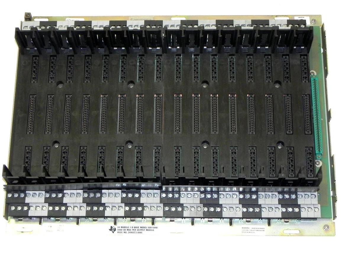 Used TEXAS INSTRUMENTS 500-5848 RACK I/O 14 MODULE BASE ASSY. NO. 2491573-0001