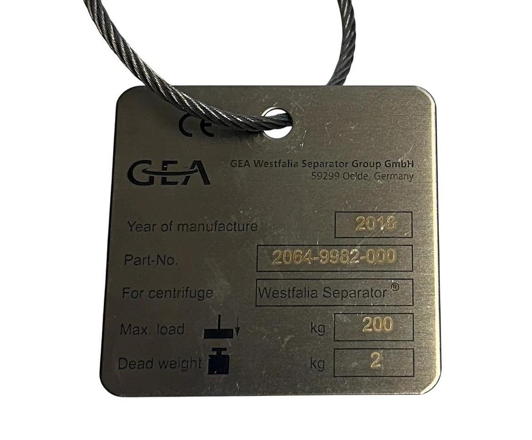 GEA 2064-9982-000 / 20649982000 EYE-BOLT ASSEMBLY FOR WESTFALIA SEPARATOR NSNP