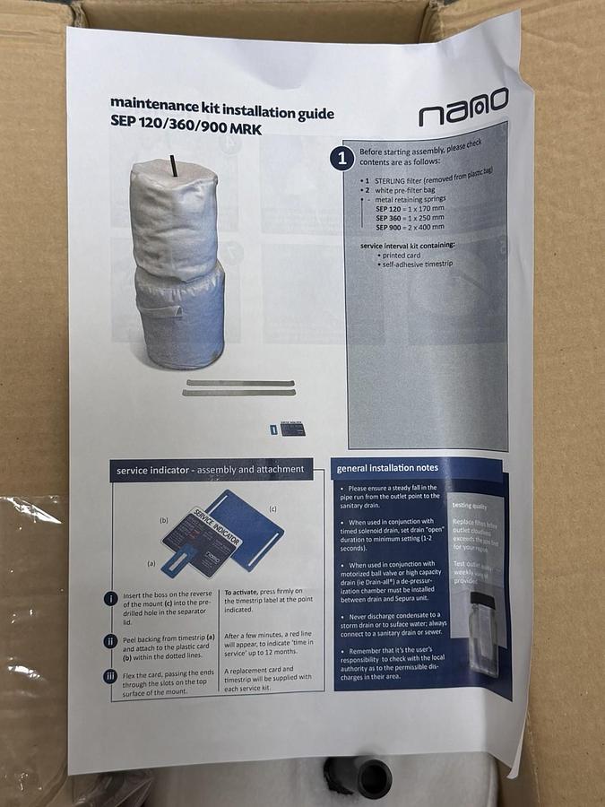 Used NANO SEPURA Maintenance Kit: Service Kit, SEP120MRK NSMP 120 MRK