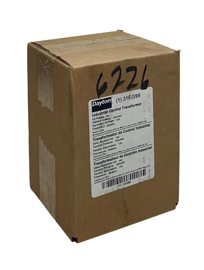 Used DAYTON 31EG99 INDUSTRIAL CONTROL TRANSFORMER 100VA 240x480V 50/60Hz NSFS
