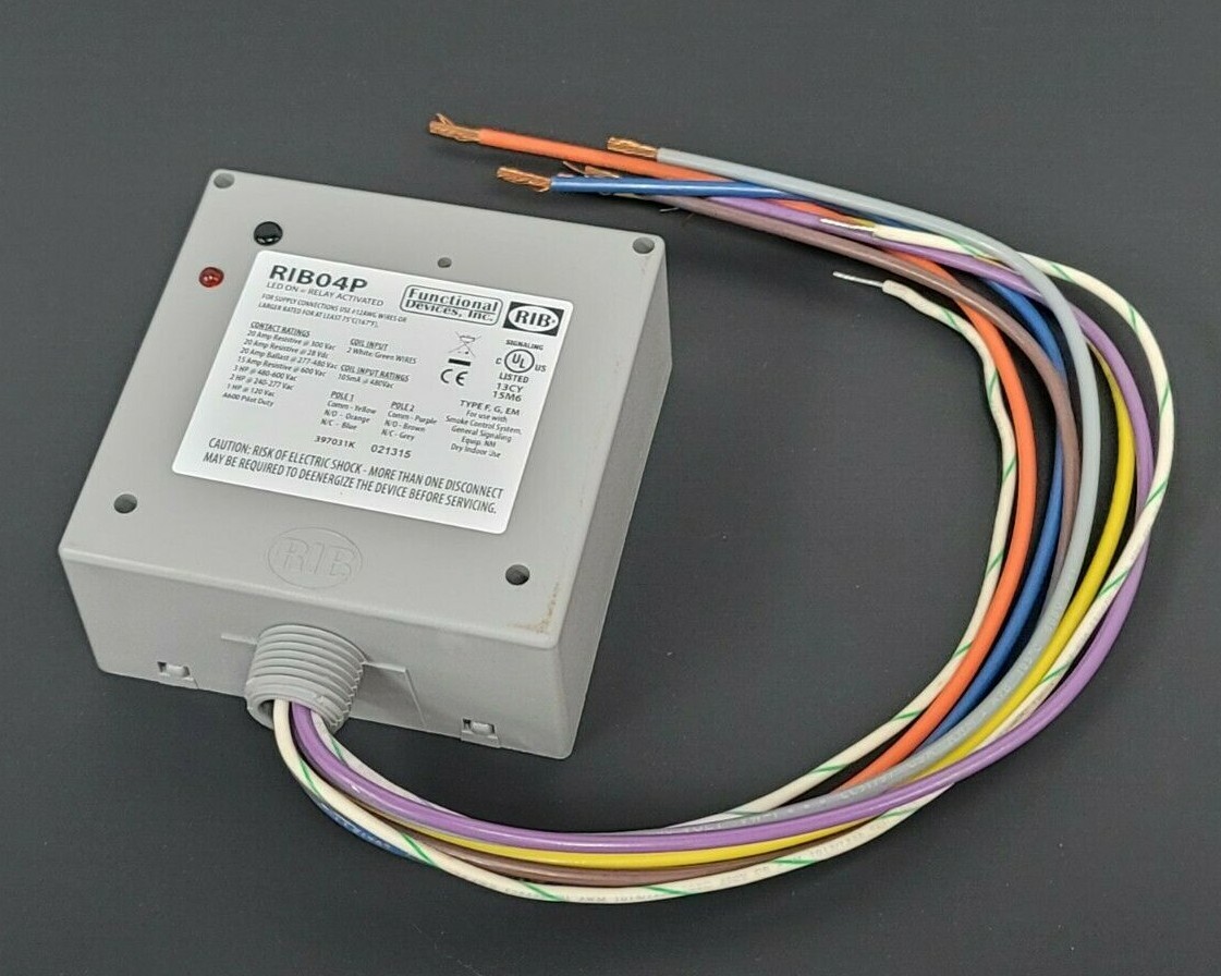 Used NEW FUNCTIONAL DEVICES INC. RIB RIB04P LED ON POWER CONTROL RELAY