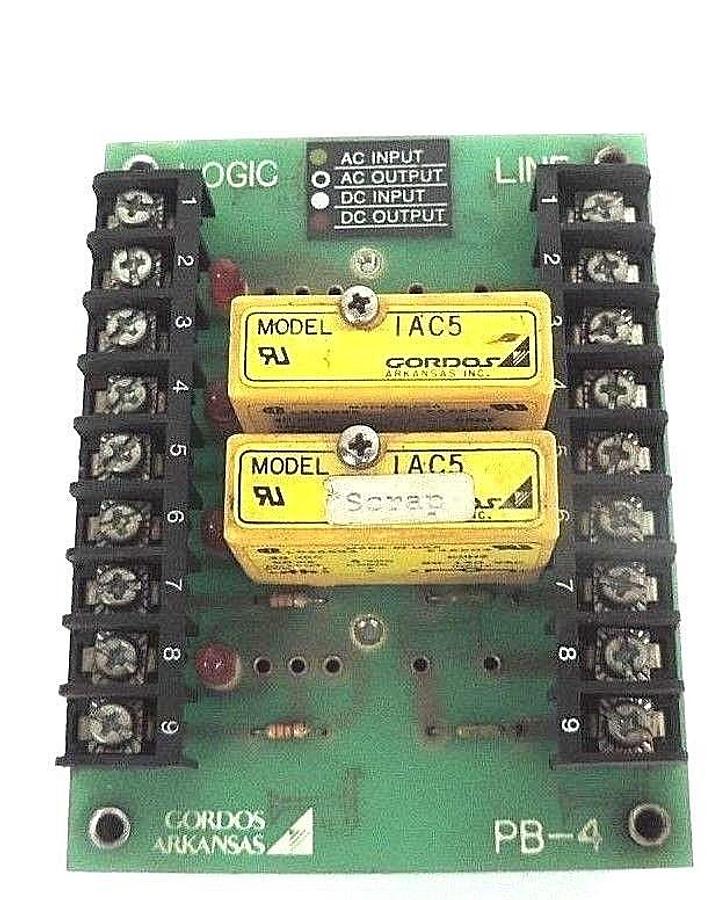 Used GORDOS ARKANSAS PB-4 BOARD W/ TWO IAC5 RELAYS 4487100016
