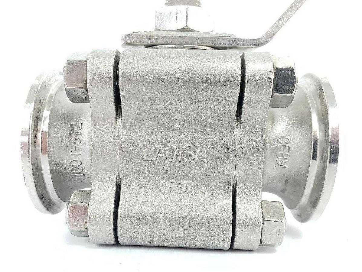 Used LADISH 1001-371 CF8M BALL VALVE 1001-372, 4308-0707-10, 250/100PSI, 100/320DEG F