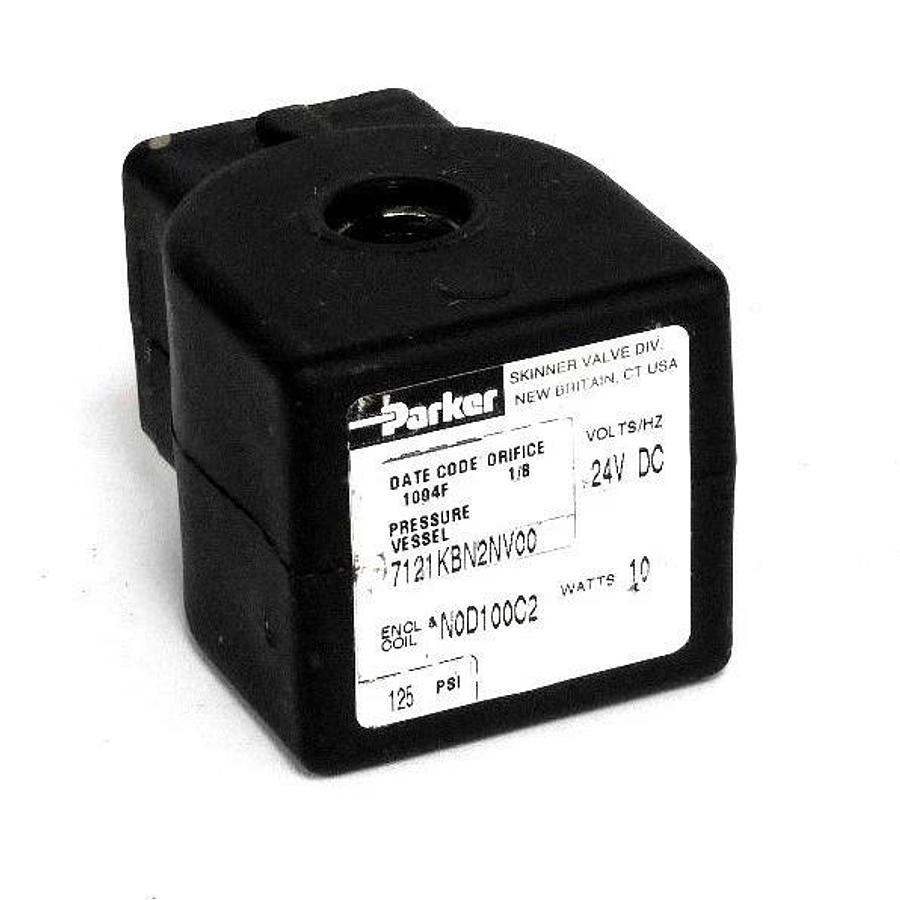 Used PARKER 7D100C2-14-1SHF7 SOLENOID VALVE COIL 24VDC 10W, 7121KBN2NV00