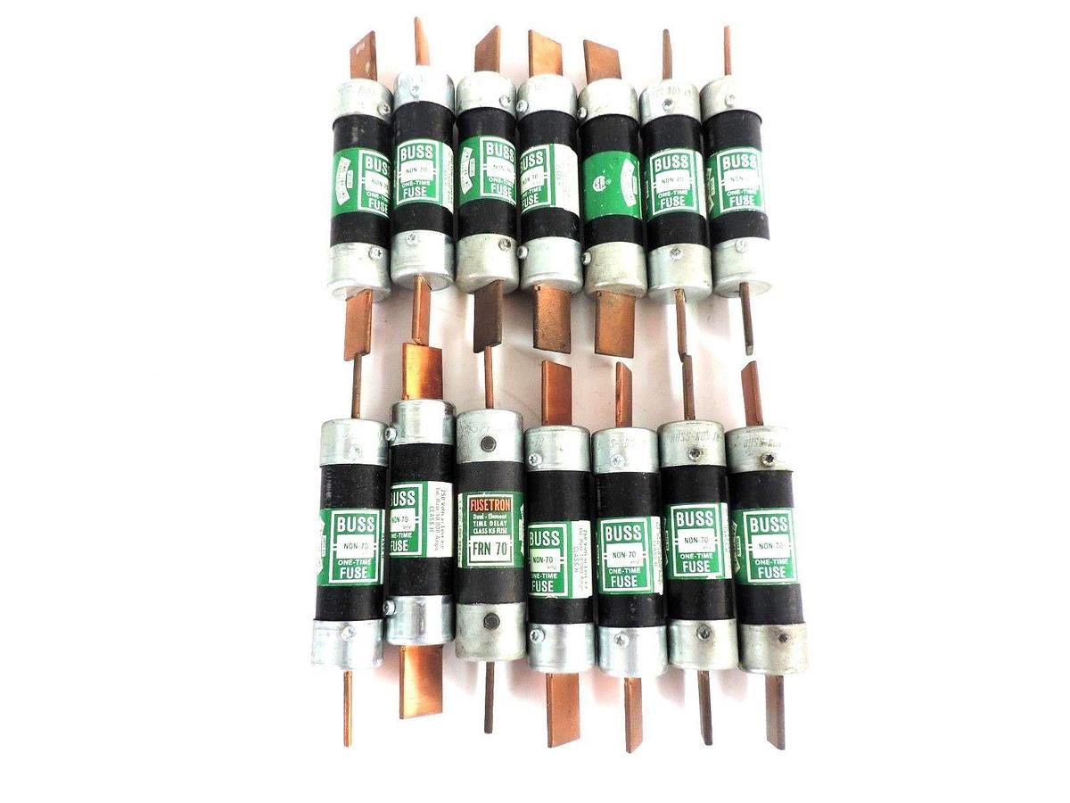 Used LOT OF 14 BUSSMANN FUSETRON NON-70 ONE TIME CLASS H FUSES 250V NON70