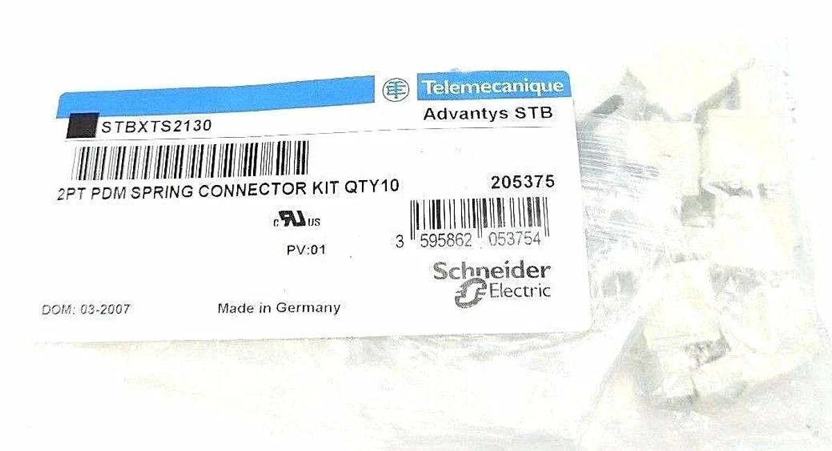 Used NEW TELEMECANIQUE STBXTS2130 ADVANTYS STB 2PT PDM SPRING CONNECTOR KIT QTY: 10