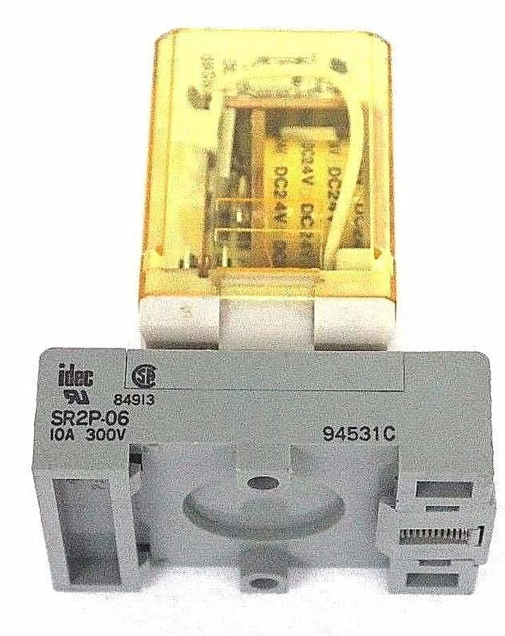 Used IDEC RR2P-U RELAY RR2P-UDC24V W/ SR2P-06 10A 300V SOCKET