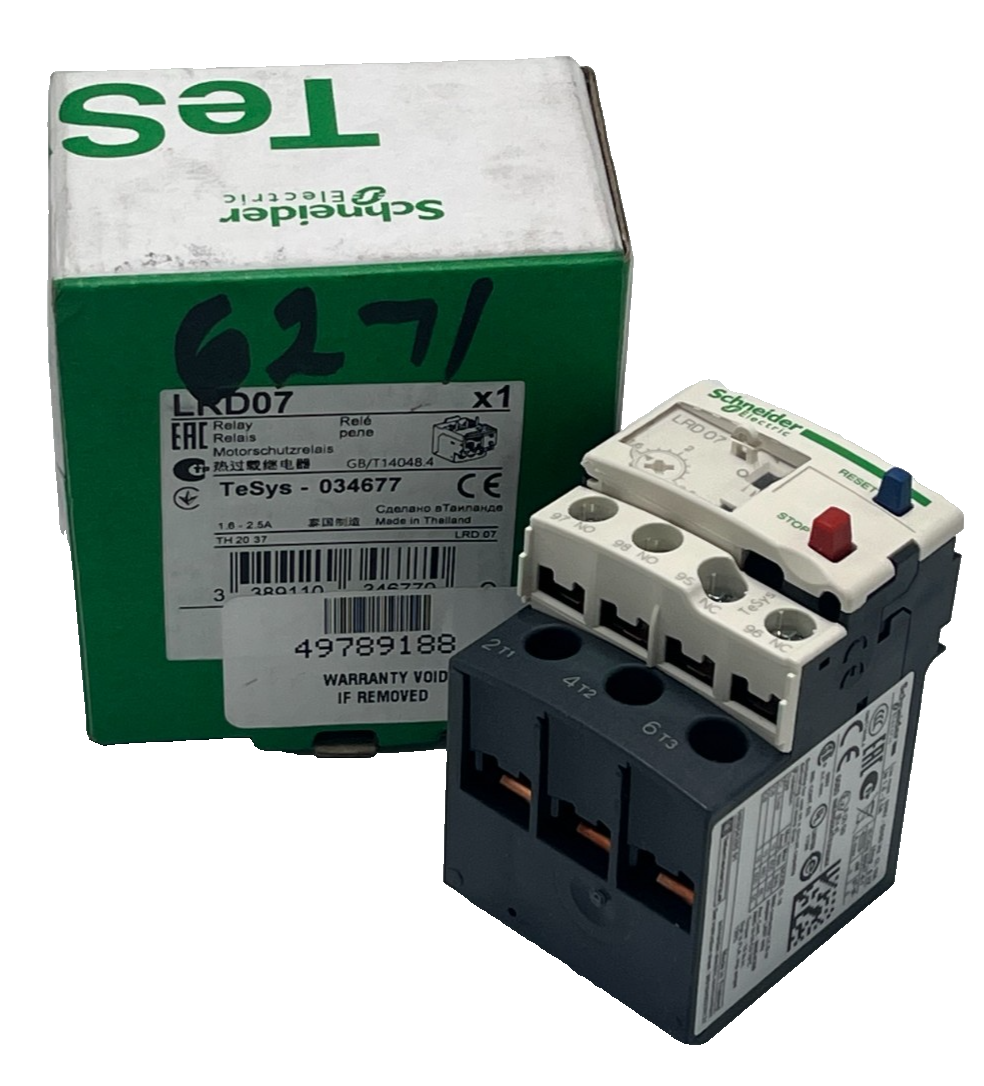 Used Schneider Electric LRD07 TeSys 034677 LRD Thermal Overload Relay, 1.6-2.5A, NSMP