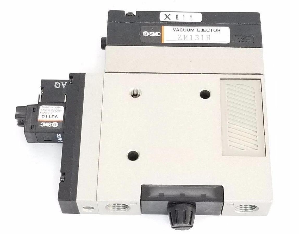 NEW SMC ZM131H VACUUM EJECTOR W/ VJ114 VACUUM SOLENOID 24VDC