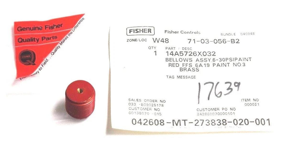 NIB FISHER CONTROLS 14A5726X032 BELLOWS ASSEMBLY