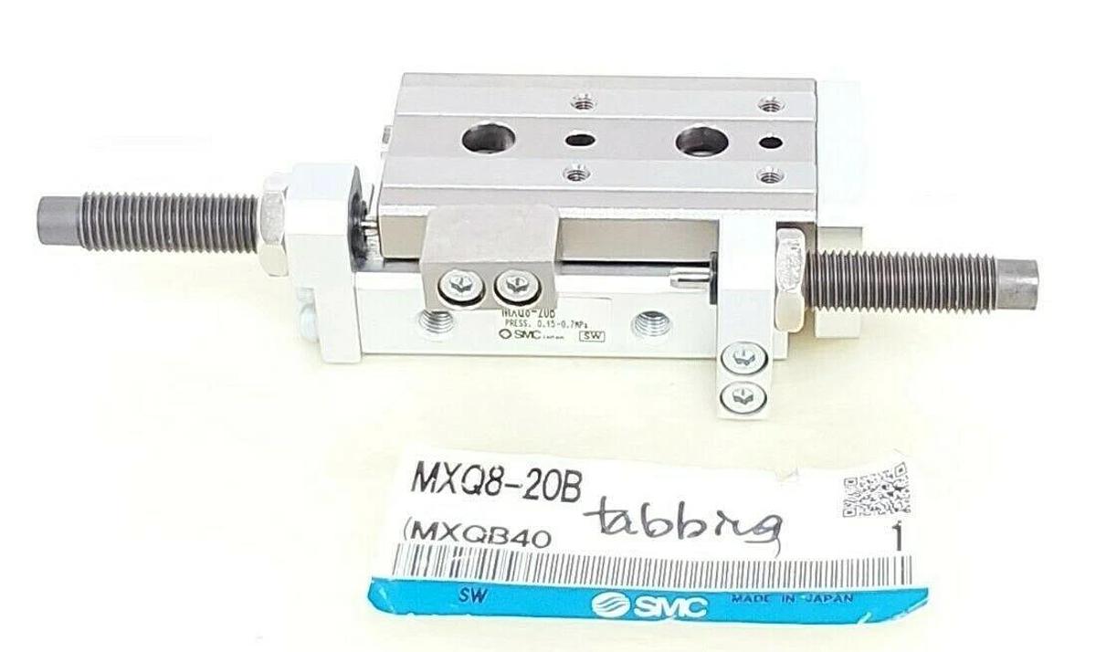 Used NEW SMC MXQB-208 SLIDE TABLE SHOCK ABSORBERS BOTH ENDS 8MM BORE 20MM STROKE