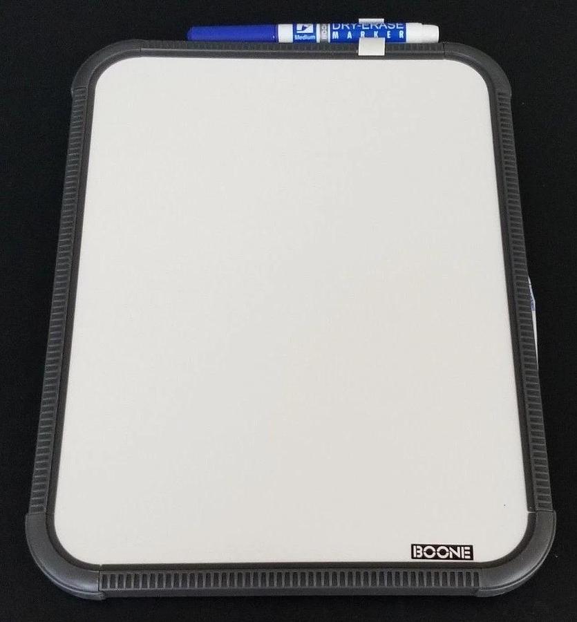NIB BOONE 19601 DRY ERASE BOARD, GRAY PLASTIC FRAME, 8.5" X 11.0"