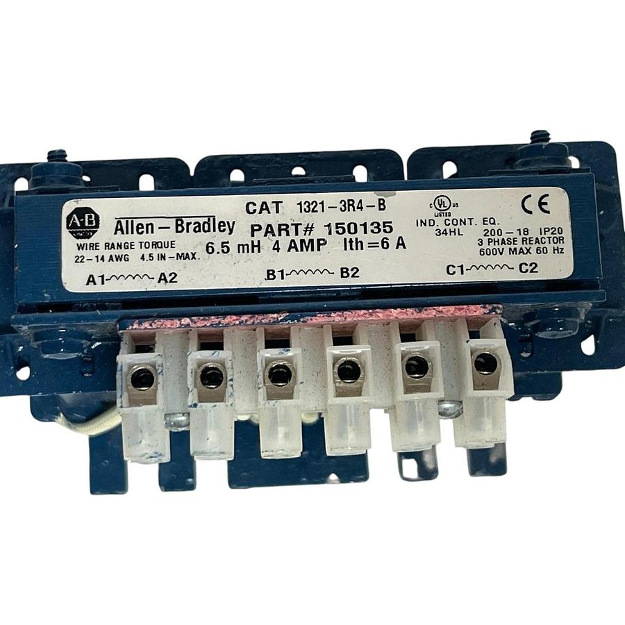 Used LOT OF 2 ALLEN BRADLEY 1321-3R4-B 150135 LINE REACTOR 3-PHASE 4A 6.5mH