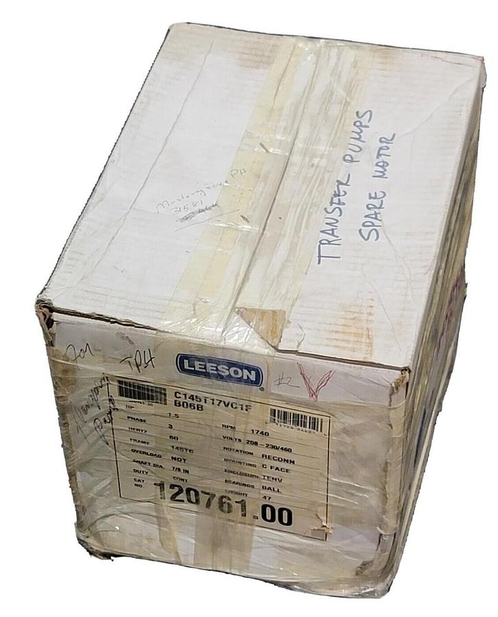Used NEW LEESON 120761.00 ELECTRIC MOTOR 1.5HP C145T17VC1F 60Hz 3PHASE 12076100