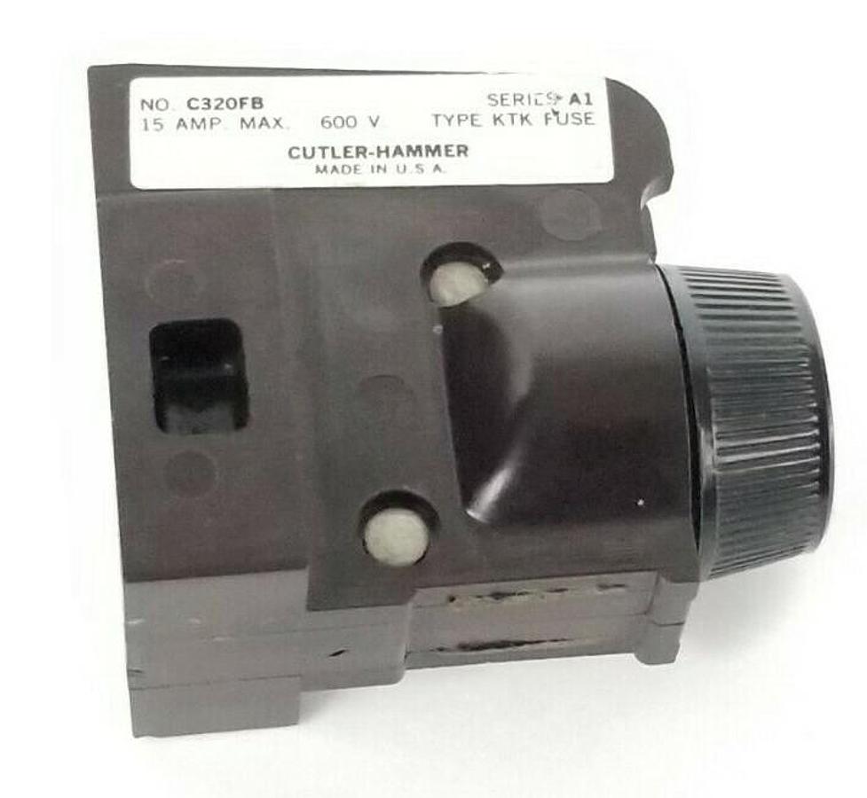 Used CUTLER HAMMER C320FB FUSE HOLDER SER. A1 600V 15A W/ KTK-15 FUSE