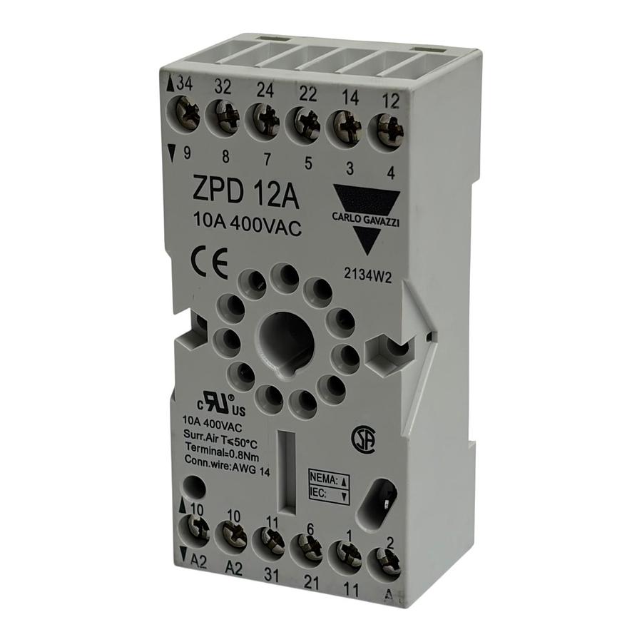 Used Carlo Gavazzi ZPD12A 11-Pin Circular Relay Socket Base 10A 400VAC Lot of 4