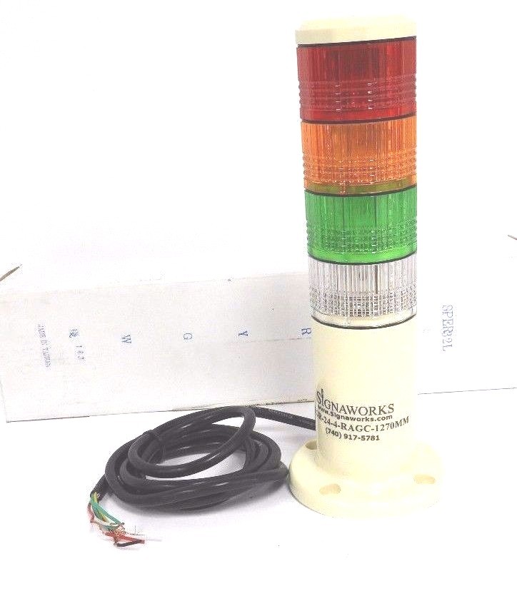 NIB SIGNAWORKS LEGR-24-4-RAGC-1270MM SIGNAL STACK LIGHT SPER-32L-24V-RYGW