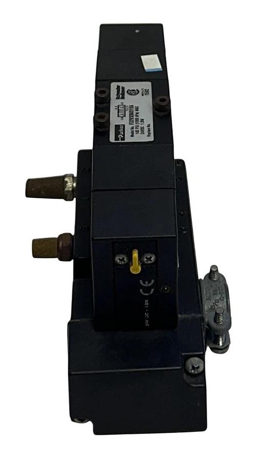 Used SCHRADER BELLOWS PARKER F32VXBK019A PNEUMATIC SOLENOID VALVE 24VDC 145PSI USNP
