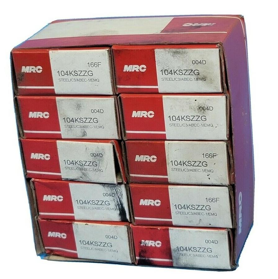 Used LOT OF 10 NIB MRC 104KSZZG SINGLE ROW BALL BEARINGS
