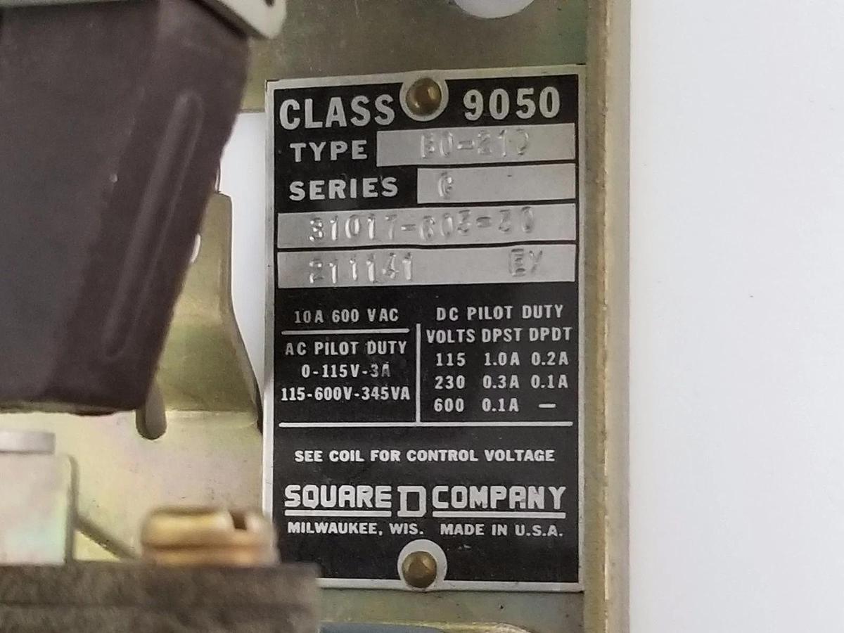 Used SQUARE D 9050-B0-21D TIMER SER. C, 9050B021D, 31017-605-50, 31017-400-54